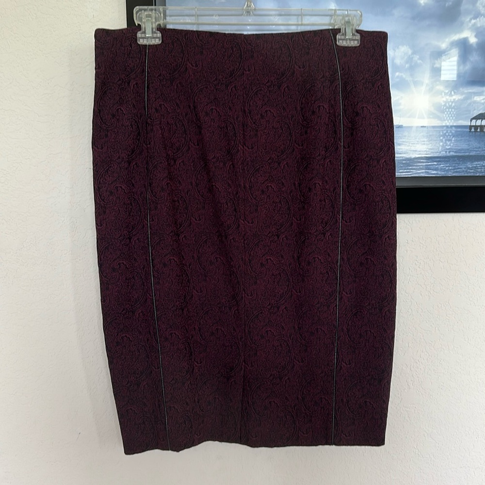 Lane Bryant Wine & Black Stretch Pencil Skirt 16W